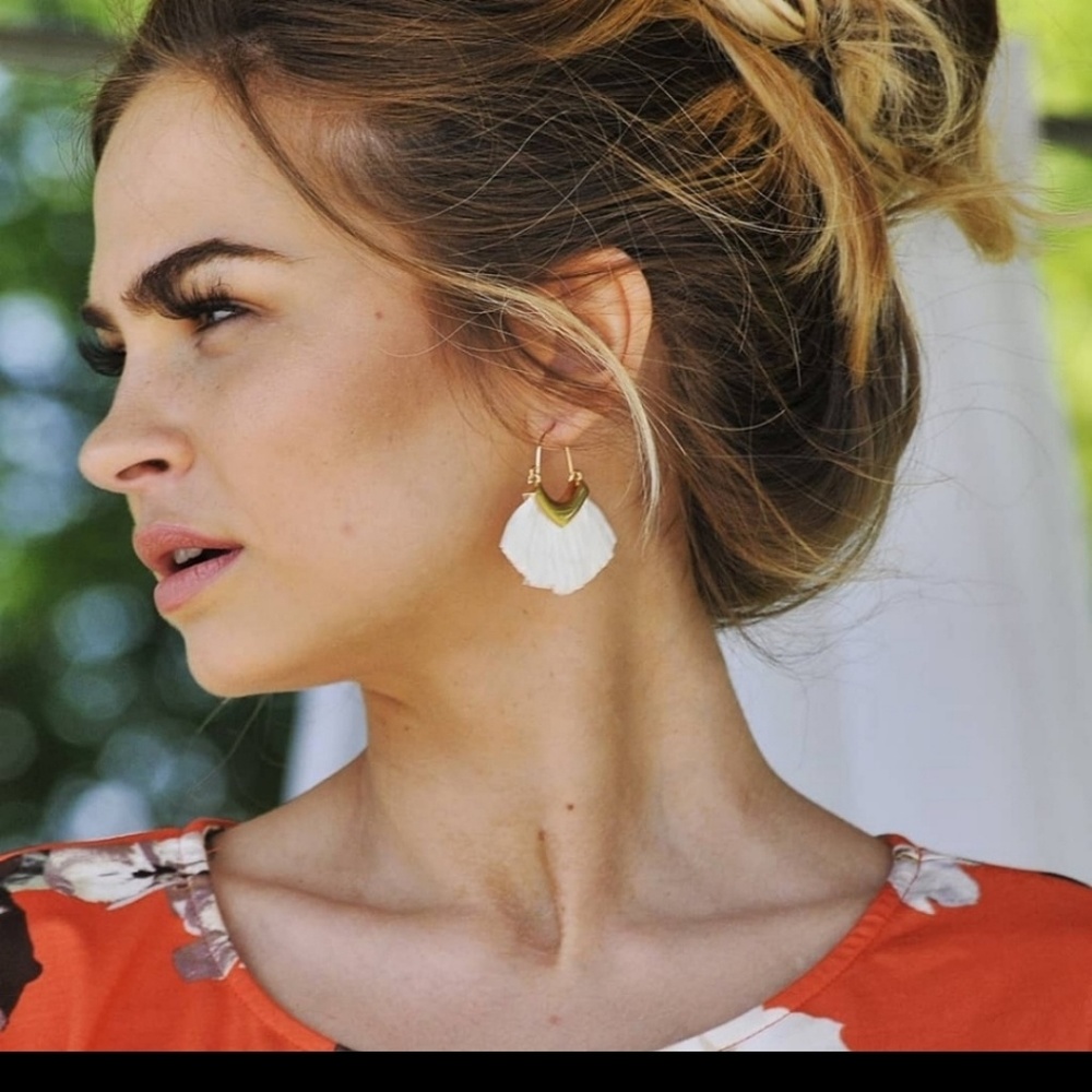 Raffia fan tassel Earrings